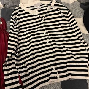 H&M Black and White Striped Cardigan
